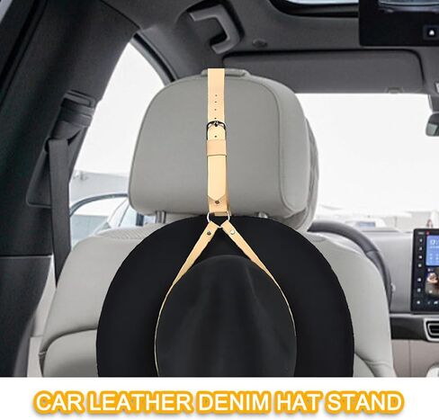 Mandark Car Cowboy Hat Holder, Leather Automotive Seatback Hat Hanger, Cowboy Hat Rack with Adjustable Strap, Vehicle Interior Decorative Accessories, Universal for RV, SUV, Truck (Brown) in Kuwait