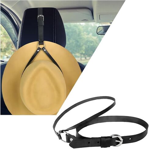 Mandark Car Cowboy Hat Holder, Leather Automotive Seatback Hat Hanger, Cowboy Hat Rack with Adjustable Strap, Vehicle Interior Decorative Accessories, Universal for RV, SUV, Truck (Brown) in Saudi Arabia