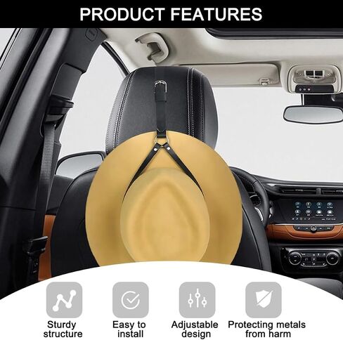 Mandark Car Cowboy Hat Holder, Leather Automotive Seatback Hat Hanger, Cowboy Hat Rack with Adjustable Strap, Vehicle Interior Decorative Accessories, Universal for RV, SUV, Truck (Brown) in Saudi Arabia