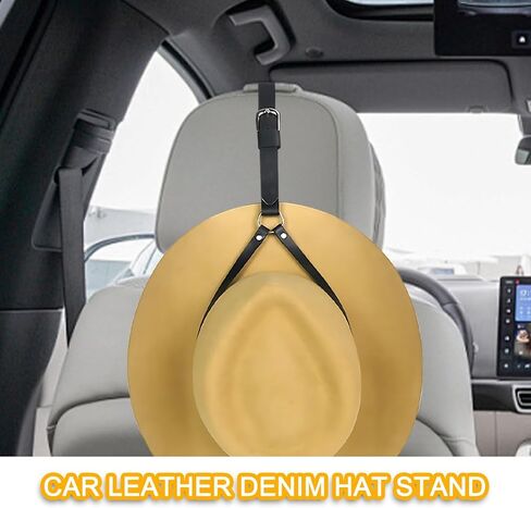 Mandark Car Cowboy Hat Holder, Leather Automotive Seatback Hat Hanger, Cowboy Hat Rack with Adjustable Strap, Vehicle Interior Decorative Accessories, Universal for RV, SUV, Truck (Brown) in Saudi Arabia