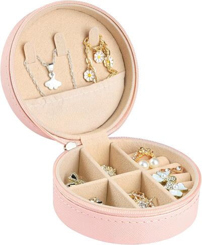 Habgp Small Jewelry Box ، حالة مجوهرات السفر للنساء ، منظم المجوهرات المحمولة Pu Leather Jewelry Storage for Birls Womens Mom ، صندوق مجوهرات للقرط ، قلادة ، حلقات ، أساور in Saudi Arabia