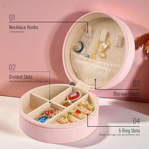 Habgp Small Jewelry Box ، حالة مجوهرات السفر للنساء ، منظم المجوهرات المحمولة Pu Leather Jewelry Storage for Birls Womens Mom ، صندوق مجوهرات للقرط ، قلادة ، حلقات ، أساور in Saudi Arabia