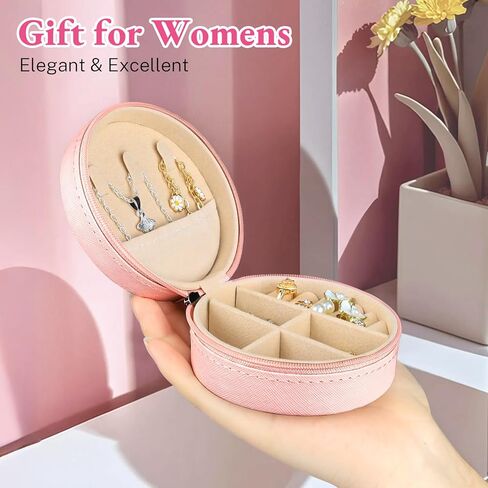 Habgp Small Jewelry Box ، حالة مجوهرات السفر للنساء ، منظم المجوهرات المحمولة Pu Leather Jewelry Storage for Birls Womens Mom ، صندوق مجوهرات للقرط ، قلادة ، حلقات ، أساور in Saudi Arabia