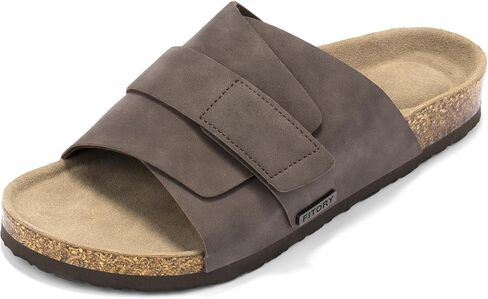 FITORY Mens Soft Footbed Sandals,Cork Slides with Adjustable Straps Size 7-13.5 in Saudi Arabia
