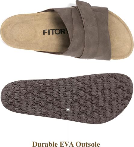 FITORY Mens Soft Footbed Sandals,Cork Slides with Adjustable Straps Size 7-13.5 in Saudi Arabia