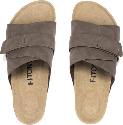 FITORY Mens Soft Footbed Sandals,Cork Slides with Adjustable Straps Size 7-13.5 in Saudi Arabia