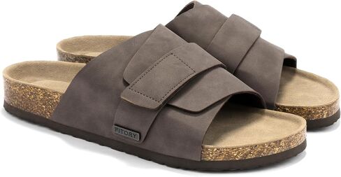 FITORY Mens Soft Footbed Sandals,Cork Slides with Adjustable Straps Size 7-13.5 in Saudi Arabia