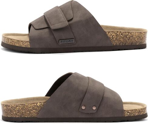 FITORY Mens Soft Footbed Sandals,Cork Slides with Adjustable Straps Size 7-13.5 in Saudi Arabia