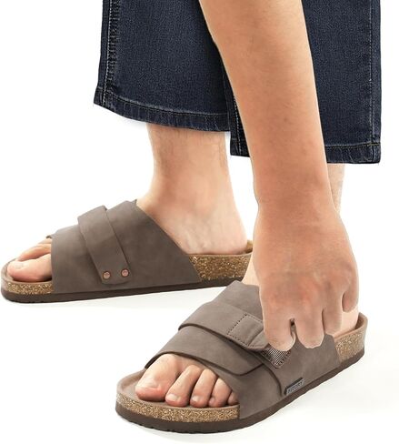 FITORY Mens Soft Footbed Sandals,Cork Slides with Adjustable Straps Size 7-13.5 in Saudi Arabia
