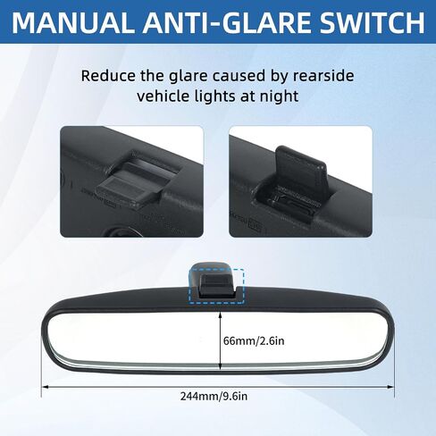 Interior Rear View Mirror Assembly Compatible with Nissan Rogue Altima NV1500 NV2500 NV3500 Frontier Tiida Sentra Titan Fairlady 350Z, Replaces OEM 96321-2DR0A (9.6 inches) in Saudi Arabia