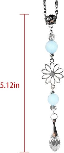 Mandark Car Rear View Mirror Flower Charm, Crystal Vehicle Mirror Decoration Hanging Pendant, Cute Citrine Auto Sun Catcher Window Ornament Hanger Accessories, Universal for Most Cars (Pink) in Saudi Arabia