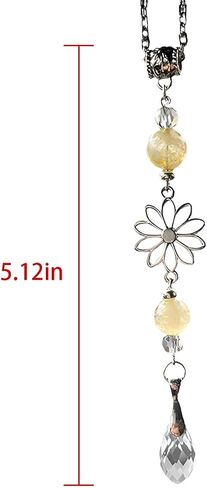 Mandark Car Rear View Mirror Flower Charm, Crystal Vehicle Mirror Decoration Hanging Pendant, Cute Citrine Auto Sun Catcher Window Ornament Hanger Accessories, Universal for Most Cars (Pink) in Saudi Arabia
