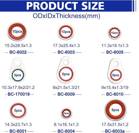 A/C System Compressor Gasket Seals Air Conditioning Compressor Port Seal Washer Kit 60 Pieces Gasket Bonded Seal Assortment in Saudi Arabia
