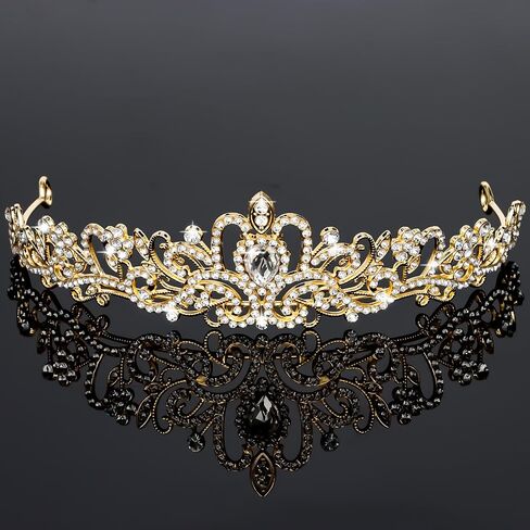 Yariew Gold Crown + مجموعة حجاب العروس ، وحدات الحفلات الزفاف الزفاف Tiara ، وديكورات دش الزفاف ، وعروس عقال الحجاب ، البكالوريوس ، حفل زفاف ، هدية عريس دش دش يوم ، للنساء والبنات in Saudi Arabia