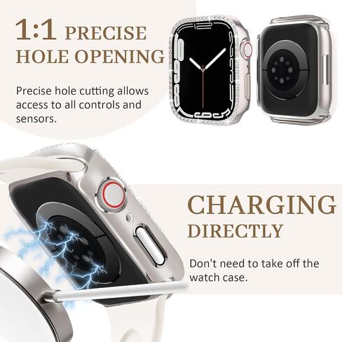 JR.DM 2 Pack Bling Case with HD Screen Protector Compatible with Apple Watch Series 4 5 6 SE 40mm, Women Glitter Diamond Rhinestone Bumper Face Cover for iWatch Accessories 40mm Clear/Gold in Kuwait