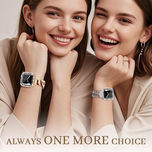 JR.DM 2 Pack Bling Case with HD Screen Protector Compatible with Apple Watch Series 4 5 6 SE 40mm, Women Glitter Diamond Rhinestone Bumper Face Cover for iWatch Accessories 40mm Clear/Gold in Kuwait