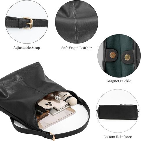 Hobo Bags for Women Slouchy Tote Bag Crossbody Purses 2PCS Vegan Leather Shoulder Handbags Bags with Coin Purse Set in Kuwait