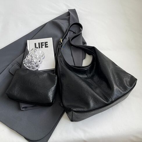 Hobo Bags for Women Slouchy Tote Bag Crossbody Purses 2PCS Vegan Leather Shoulder Handbags Bags with Coin Purse Set in Kuwait