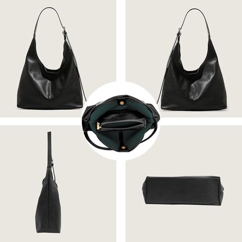 Hobo Bags for Women Slouchy Tote Bag Crossbody Purses 2PCS Vegan Leather Shoulder Handbags Bags with Coin Purse Set in Kuwait