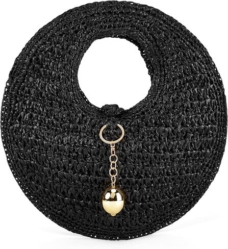 PHILOMENA Woven Straw Beach Bag for Women Handmade Raffia Circle Bag, Summer Boho Chic Tote Purse Handbag Large Round Bag in Saudi Arabia