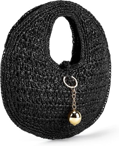 PHILOMENA Woven Straw Beach Bag for Women Handmade Raffia Circle Bag, Summer Boho Chic Tote Purse Handbag Large Round Bag in Saudi Arabia