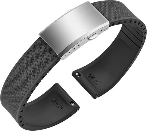 ULLCHRO FKM Rubber Watch Strap, Cut to Size Quick Release Fluororubber Watch Band Soft Replacement Watchband with Silver Milled Clasp for Men Women 18mm 19mm 20mm 21mm 22mm in Saudi Arabia