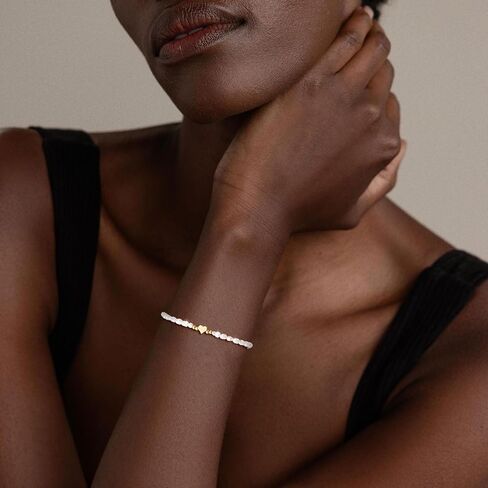Gold Bracelets for Women,14K Gold Plated Trendy Heart Pearl Bracelet Stackable Waterproof Dainty Bracelets Jewelry Gift for Women in Saudi Arabia