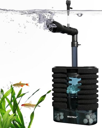 UPETTOOLS Aquarium Filter Sponge Filter, Submersible Fish Tank Filters Built-in Fluidized Bed and Bio Balls, Aquarium Air Driven Filter with Airline Tubing for 10-30 Gallon Fish Tanks in Saudi Arabia