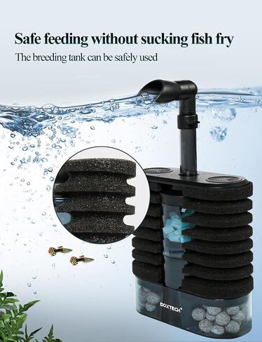 UPETTOOLS Aquarium Filter Sponge Filter, Submersible Fish Tank Filters Built-in Fluidized Bed and Bio Balls, Aquarium Air Driven Filter with Airline Tubing for 10-30 Gallon Fish Tanks in Saudi Arabia