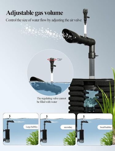 UPETTOOLS Aquarium Filter Sponge Filter, Submersible Fish Tank Filters Built-in Fluidized Bed and Bio Balls, Aquarium Air Driven Filter with Airline Tubing for 10-30 Gallon Fish Tanks in Saudi Arabia