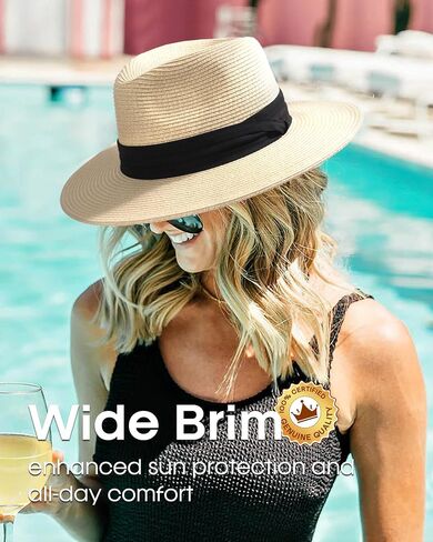 FURTALK Beach Sun Hat for Women Men Wide Brim Fedora Summer Straw Hats UPF 80+ in Saudi Arabia