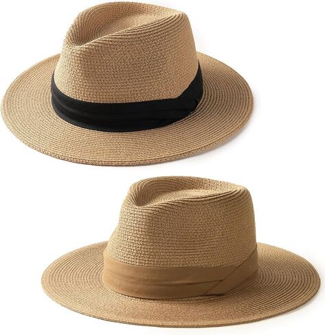 FURTALK Beach Sun Hat for Women Men Wide Brim Fedora Summer Straw Hats UPF 80+ in Saudi Arabia