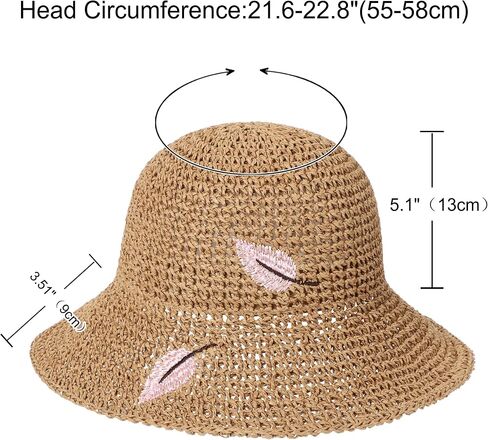 LA CARRIE Womens Sun Hat Floppy Packable Wide Brim UV Protection UPF 50+ Straw Hat with Embroidery for Summer Beach in Saudi Arabia