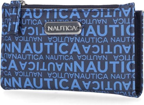 Nautica High Tide Small Wallet للنساء ، حامل بطاقة الائتمان النحيف RFID مع جيب عملة سحاب ، محفظة مضغوطة ذات ثنائية مع نافذة معرف ، مطبعة باللون الأحمر in Saudi Arabia