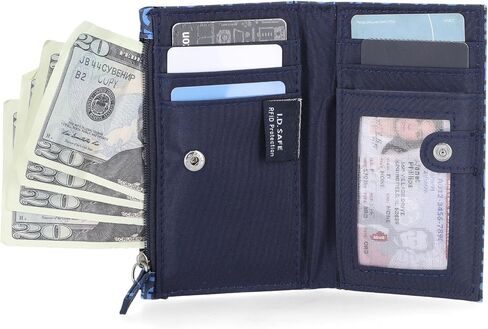 Nautica High Tide Small Wallet للنساء ، حامل بطاقة الائتمان النحيف RFID مع جيب عملة سحاب ، محفظة مضغوطة ذات ثنائية مع نافذة معرف ، مطبعة باللون الأحمر in Saudi Arabia