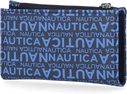 Nautica High Tide Small Wallet للنساء ، حامل بطاقة الائتمان النحيف RFID مع جيب عملة سحاب ، محفظة مضغوطة ذات ثنائية مع نافذة معرف ، مطبعة باللون الأحمر in Saudi Arabia