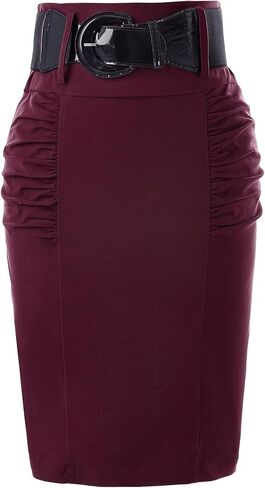 Belle Poque Women Pencil Skirt High Waisted Midi Pencil Skirt with Belt in Saudi Arabia