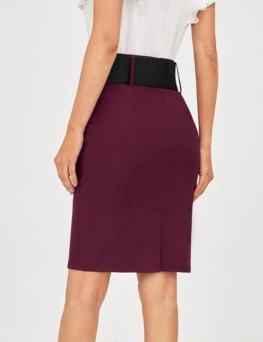 Belle Poque Women Pencil Skirt High Waisted Midi Pencil Skirt with Belt in Saudi Arabia