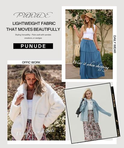 Women's 2024 Summer Skirt High Waist Flowy A Line Boho Skirt Maxi Skirt with Pockets in Saudi Arabia