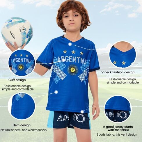 كرة قدم جيرسي أطفال #10 المنتخب الوطني الأولاد والفتيات شورتات كرة القدم للشباب ممارسة كرة القدم جيرسي/قميص هدية لمحبي كرة القدم in Kuwait