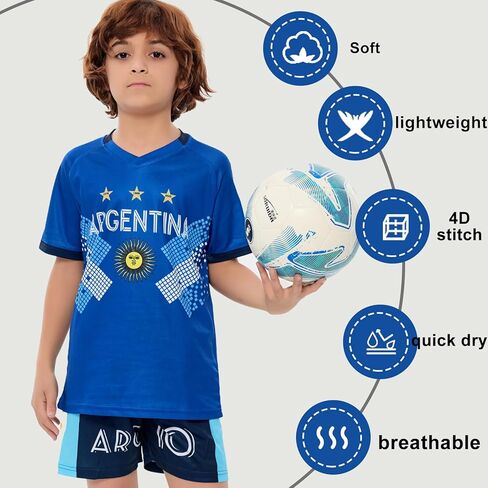 كرة قدم جيرسي أطفال #10 المنتخب الوطني الأولاد والفتيات شورتات كرة القدم للشباب ممارسة كرة القدم جيرسي/قميص هدية لمحبي كرة القدم in Kuwait