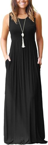 MOLERANI Women's Loose Plain Maxi Dresses Casual Long Dresses with Pockets in Kuwait