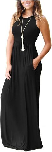 MOLERANI Women's Loose Plain Maxi Dresses Casual Long Dresses with Pockets in Kuwait