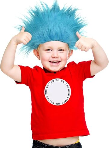 Didida 2 Pack Blue Costume Wigs Funky Crazy Hats Fluffy Costume Wig for Reading Week, Halloween, and Theme Parties in Saudi Arabia