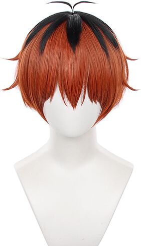 XiongXiongLe Short Red Orange Mixed Black Cosplay Wig Women Costumes Hair Replacement Wigs for Adult Party Halloween Christmas Comic in Saudi Arabia