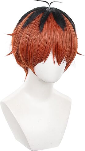 XiongXiongLe Short Red Orange Mixed Black Cosplay Wig Women Costumes Hair Replacement Wigs for Adult Party Halloween Christmas Comic in Saudi Arabia