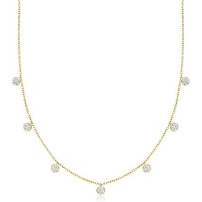 Ross-Simons 0.30 ct. t.w. Diamond Circle Station Necklace in 18kt Gold Over Sterling. 16 inches