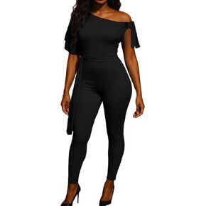 Jumpsuits for Women Casual Sexy One Off Shoulder Bodycon Rompers Sleeveless One Piece Jumpsuit Outfits for Party Daily in Kuwait