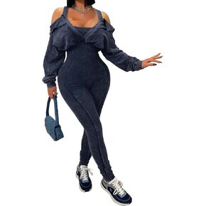 Huisifang المرأة المثيرة bodycon بذلة عارية الذروة مضلعة الأكمام الطويلة امتداد قطعة واحدة قطعة قطعة واحدة