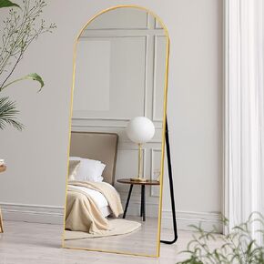 56"x19" Elegant Gold Arched Full Length Mirror - Aluminum Alloy Frame, Versatile Free Standing or Wall-Mounted Design